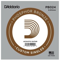 D'Addario PB024 Single Phos Bronze  .024 Acoustic Guitar String Custom Gauge
