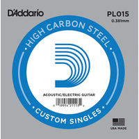 D'Addario PL015 Plain Steel Guitar Single String, .015