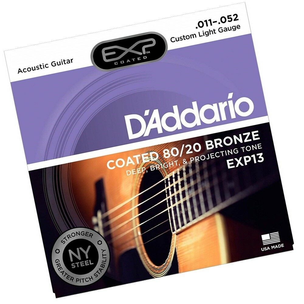 3 sets D'Addario EXP13 Coated Custom Light Acoustic Guitar Strings 11 52 eBay