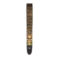 Alchemy Leather Guitar Strap, Green Skull