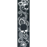 D'Addario Leather Guitar Strap, Screen Printed Skull & Flower
