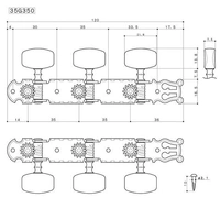 Gotoh Classical Tuning Keys - Gold 3+3 machine heads - 35G450 