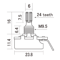 250k CTS Precision "short" Audio Taper Pot - Split Shaft