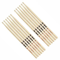 Vic Firth Hickory 5A Wood Tip Drum Sticks x 6 Pairs + Stick Bag