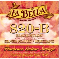 2 x La Bella 820-B Black Nylon / Silver Plated Brilliant Flamenco Guitar Strings
