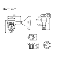BBT Wilkinson 4 Right Bass Guitar Tuning Pegs Machine Heads Open Gear 