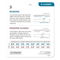 D'Addario Reserve Bb Clarinet Reed Sampler Pack, 3.5+/4.0