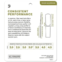 D'Addario Woodwinds DRS-K25 Reserve Tenor Saxophone Reed Sampler Pack, 2.5/3.0/3