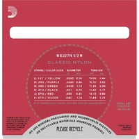 D'Addario EJ27N 1/2 Size Classical Guitar Strings, Normal Tension