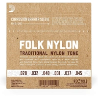 D'Addario EJ32C Folk Nylon Guitar Strings Ball End Silver Wound/Clear Nylon Treb