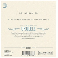 D'Addario EJ53T  Ukulele Strings, Tenor Ukulele standard GCEA tuning - Black Nylon