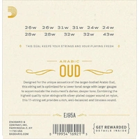 D'addario EJ95A Arabic Tuning Oud Strings 11 String Set Tie Ends