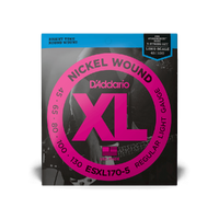 D'Addario ESXL170-5 Nickel Wound 5-String Bass Guitar Strings, Light, 45-130, Double Ball End, Long Scale