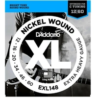 D'Addario 4 x EXL148 Nickel-Wound, Drop C Tuning Electric Guitar Strings 12 - 60