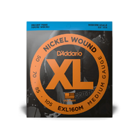 D'Addario EXL160M Nickel Wound Bass Guitar Strings, Medium, 50-105, Medium Scale