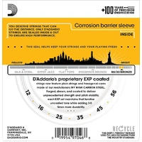 D'Addario EXP14  80/20 Bronze Acoustic Guitar Strings, Coated Bluegrass 12 - 56