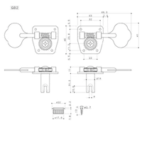 Gotoh GB2 '4 in Line' Bass Tuning Keys (set of 4) - Black