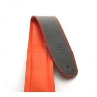 DSL Padded Garment Leather Guitar Strap 2 1/2" Black/Orange  Hand Made Australia