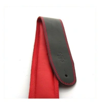 DSL Padded Garment Leather Guitar Strap 2 1/2" Black/Red Hand Made Australia