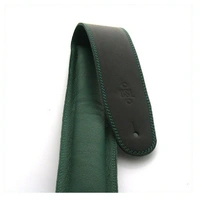DSL Padded Garment Leather Guitar Strap 2 1/2" Black/Green Hand Made Australia
