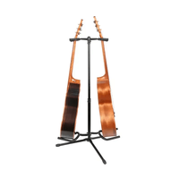 BBT Foldable Double Tripod Acoustic / Electric Guitar Stand - Black - Holds 2 Guitars