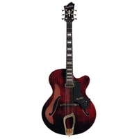 Hagstrom HL550 Jazz Series Natural Mahogany Electric Guitar with Hard Case