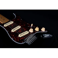 Jet JS-300 SSS Electric Guitar Black  - Roasted Maple Neck