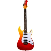 Jet JS-600-TRS Electric Guitar - Flamed Top - Trans Red Ebony Fretboard