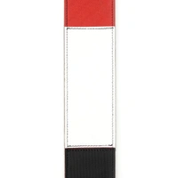 D'Addario Deluxe Leather Guitar Strap, Horizontal Stripe, Black Red and White