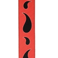 D'Addario Deluxe Leather Guitar Strap, Paisley Window, Red with Black