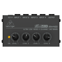 The Behringer Ultra-Compact Sized MICROMIX MX400 4-Channel Line Mixer