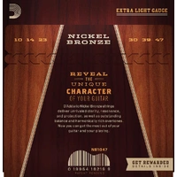 D'Addario NB1047 Nickel Bronze Acoustic Guitar Strings, Extra Light, 10-47
