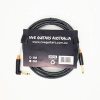 NVE Guitars Instrument Cable gold plated Plugs 10ft - 3m Straight to Angle - Black