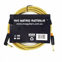 NVE Guitars Instrument Cable gold plated Plugs 10ft - 3m Straight to Angle - Gold