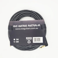 NVE Guitars Instrument Cable gold plated Plugs 20ft - 6m Straight to Angle - Black