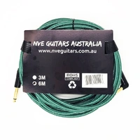 NVE Guitars Instrument Cable gold plated Plugs 20ft - 6m Straight to Angle - GREEN