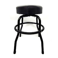 NVE Branded Bar / Guitar Stool - Black with Black Padded Top 