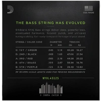 D'Addario NYXL45125 Nickel Wound Bass Guitar Strings, 5-String 45-125, Long Scale