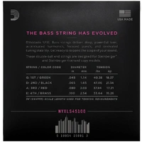 D'Addario NYXLS45100 Nickel Wound Bass Guitar Strings, Regular Light, 45-100, Double Ball End, Long Scale