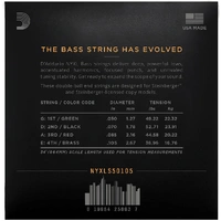 D'Addario NYXLS50105 Nickel Wound Bass Guitar Strings, Medium, 50-105, Double Ball End Long Scale