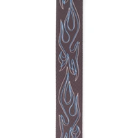 D'Addario Polyester Guitar Strap, Flames Pinstripe, Black w/ Blue