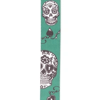 D'Addario Polyester Guitar Strap, Sugar Skulls, Green