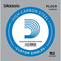 5 x D'Addario PL009 Plain Steel Guitar Single String, .009