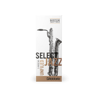 D'Addario Select Jazz Unfiled Baritone Saxophone Reeds, Strength 3 Soft, 5-pack