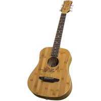 Luna Safari Bamboo Acoustic Travel Guitar with Gig Bag, Satin Natural