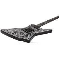 Schecter E-1 FR Przym Palladium 6 String Electric Guitar - Gloss Black with White Highlights