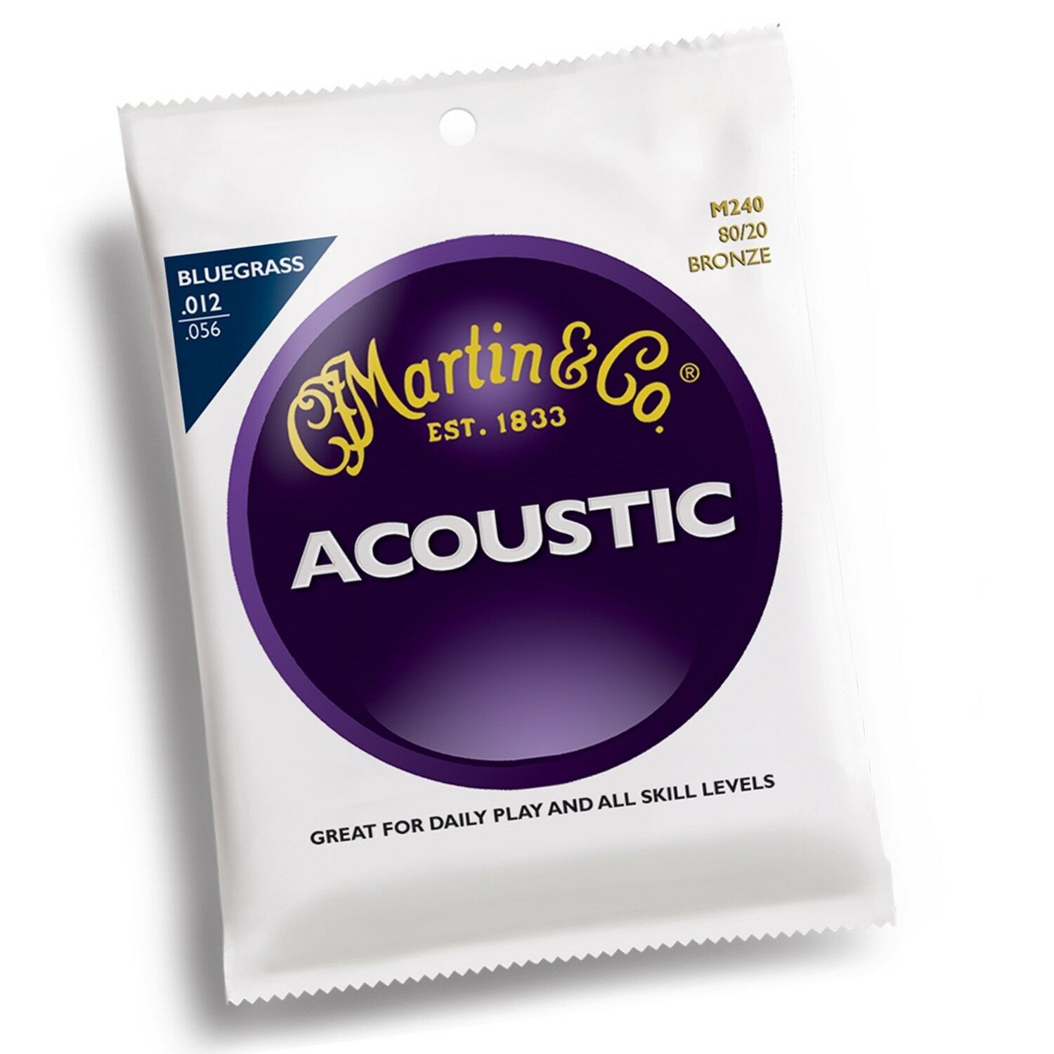 Martin M240 80/20 Bronze Bluegrass Medium Light Acoustic Guitar Strings