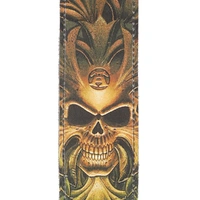 Alchemy Leather Guitar Strap, Green Skull