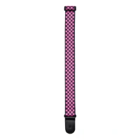 D'Addario Woven Guitar Strap, Black/Pink Checker Pattern