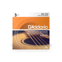 D'Addario EJ15-3D Phosphor Bronze Acoustic Guitar Strings, Extra Light, 3 Sets